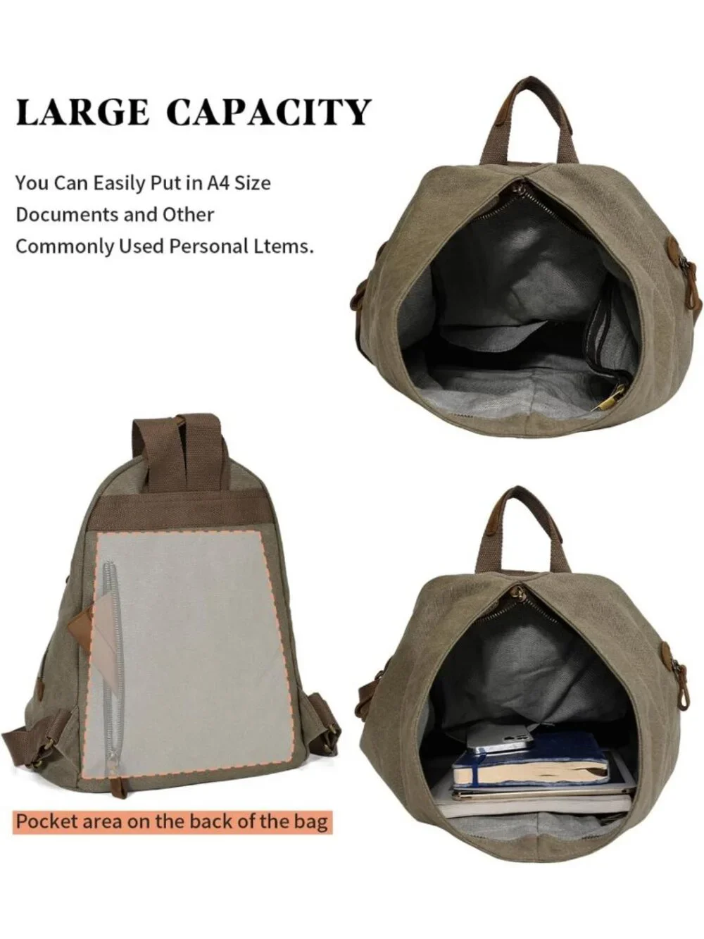 Vintage Canvas Backpack - Large Casual Daypack for Outdoor Travel & Hiking